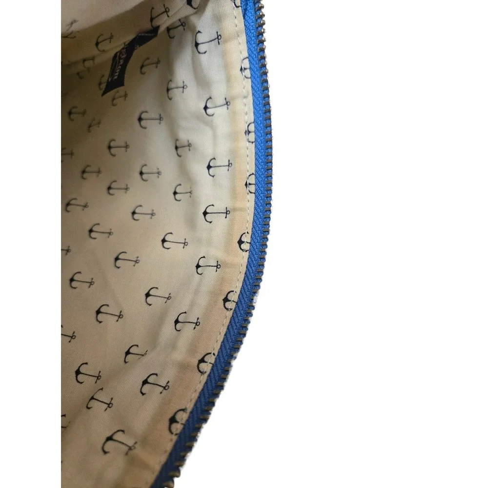 Brighton Nautical Medium Sized Zip Up Make-Up Bag, Pouch, Clutch W/Leather Trim